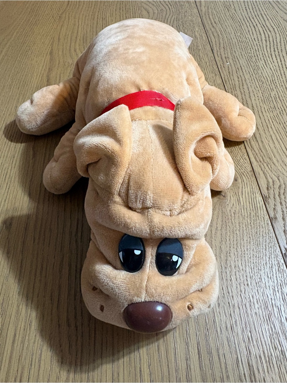 Hasbro Tan Plush Dog Toy with Red Collar and Big Eyes